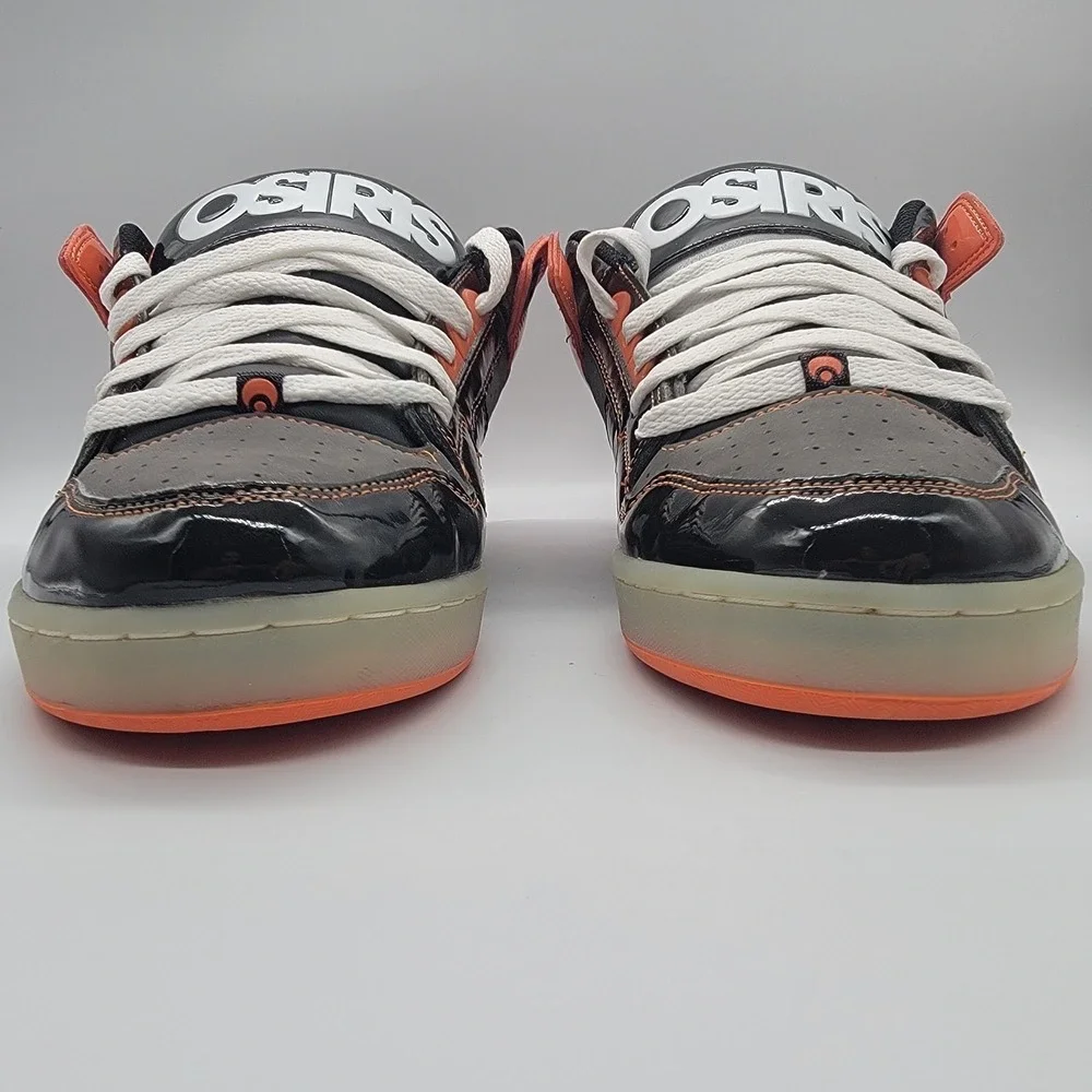 RARE Vintage Osiris NYC 83 Low Shoes Men's 12 Black Orange Patent Y2K Chunky NEW